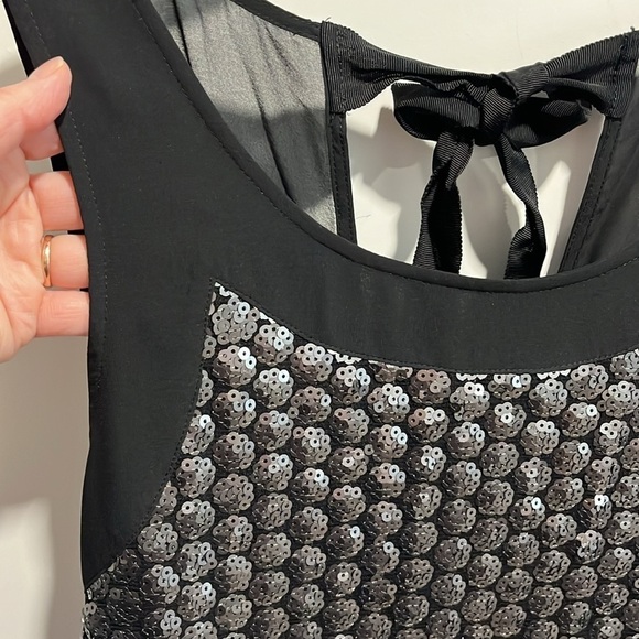Victoria’s Secret Metallic Sequins Sleeveless Cocktail Dress Sheer Bow Back EUC - Picture 7 of 10